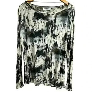 Michael Stars Sheer Cotton Marble tie dye long sleeve henley patch pocket OS